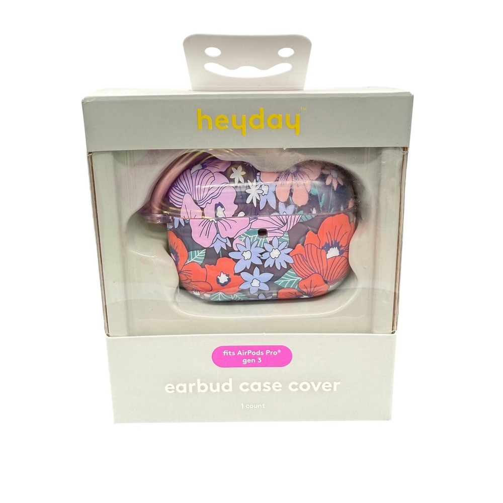 Heyday AirPods Pro Gen 3 Earbud Case Cover Poppy Flowers Floral With Carabiner
